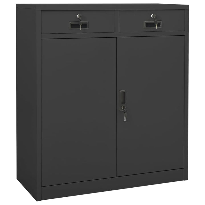 kontorskab med plantekasse 90x40x125 cm stål antracitgrå