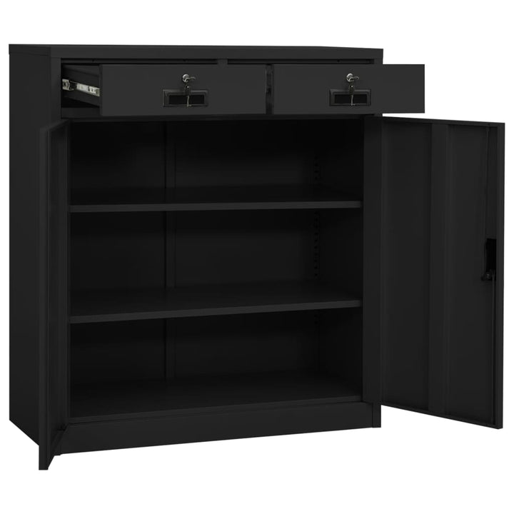 kontorskab med plantekasse 90x40x125 cm stål antracitgrå