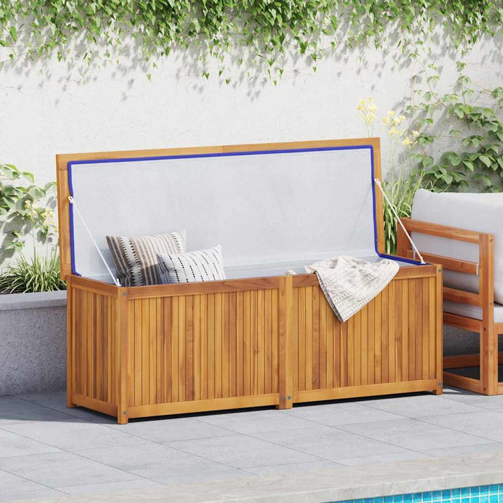 opbevaringsboks til haven 150x50x55 cm massivt teaktræ