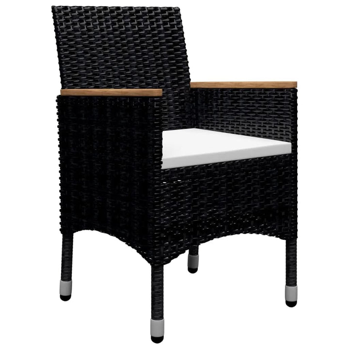 bistrosæt til haven 9 dele polyrattan og hærdet glas sort