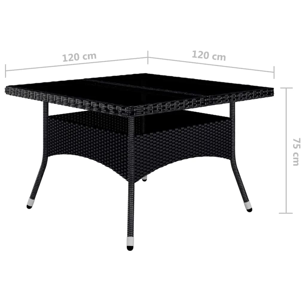 bistrosæt til haven 9 dele polyrattan og hærdet glas sort