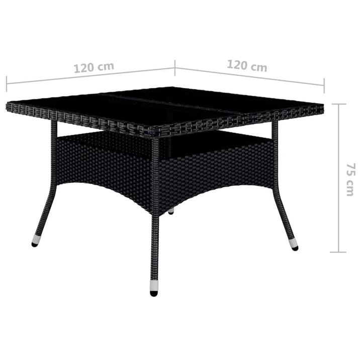 bistrosæt til haven 9 dele polyrattan og hærdet glas sort