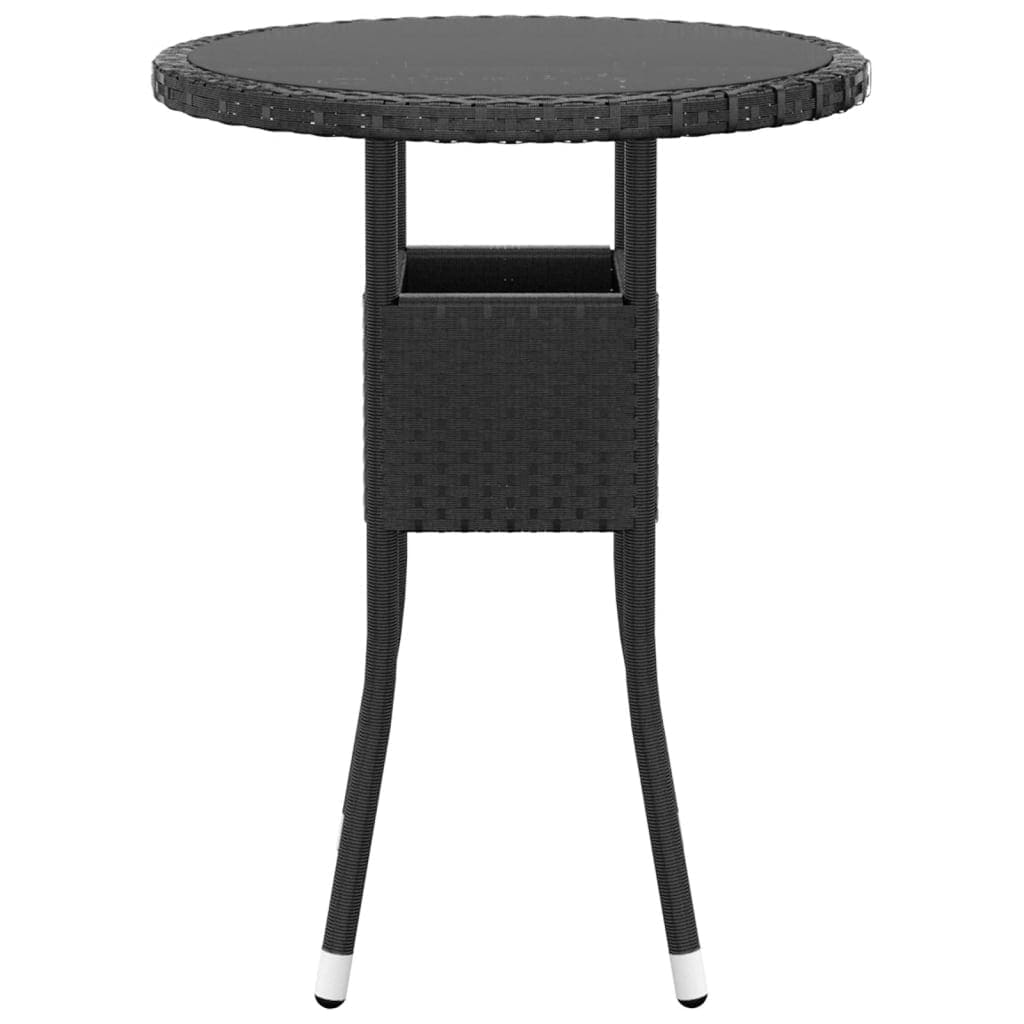 bistrosæt til haven 3 dele polyrattan og hærdet glas sort