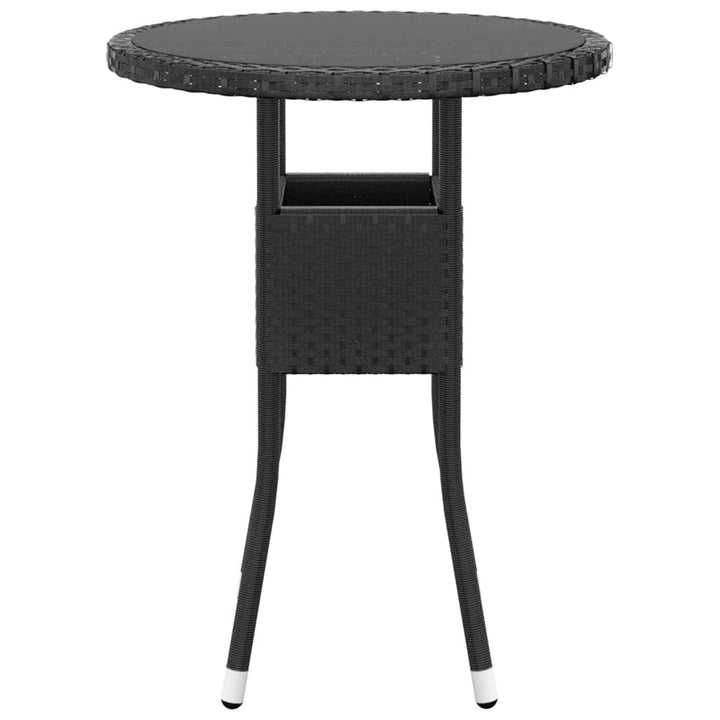 bistrosæt til haven 3 dele polyrattan og hærdet glas sort