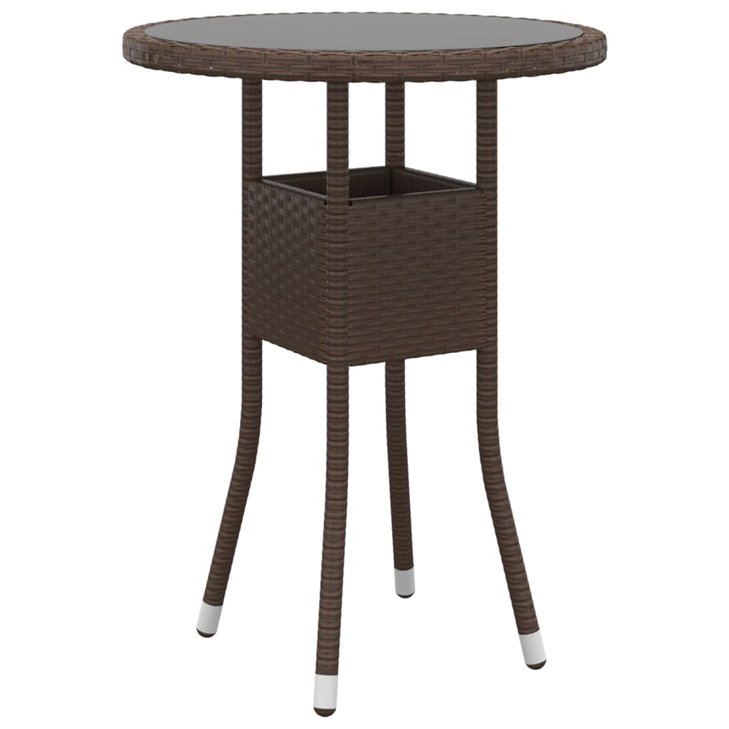 bistrosæt til haven 3 dele polyrattan og hærdet glas brun