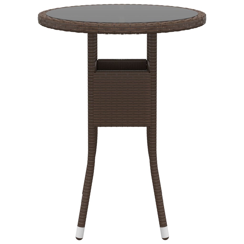 bistrosæt til haven 3 dele polyrattan og hærdet glas brun