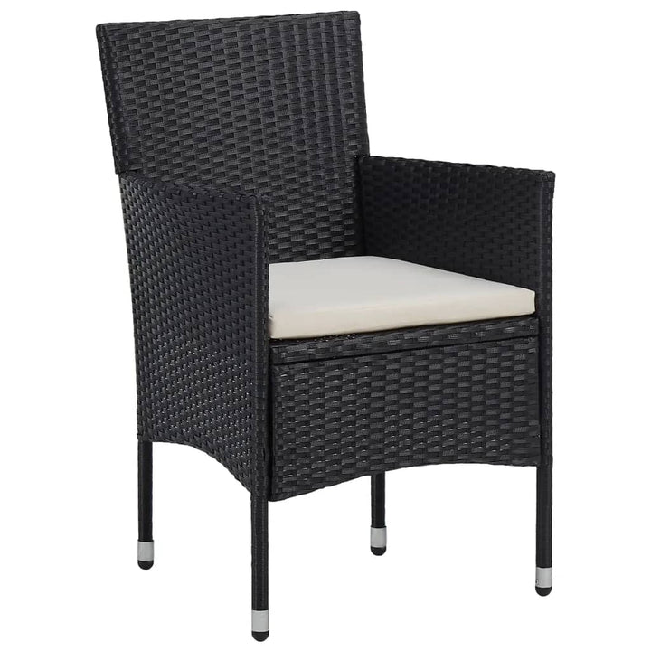 bistrosæt til haven 3 dele polyrattan og hærdet glas sort