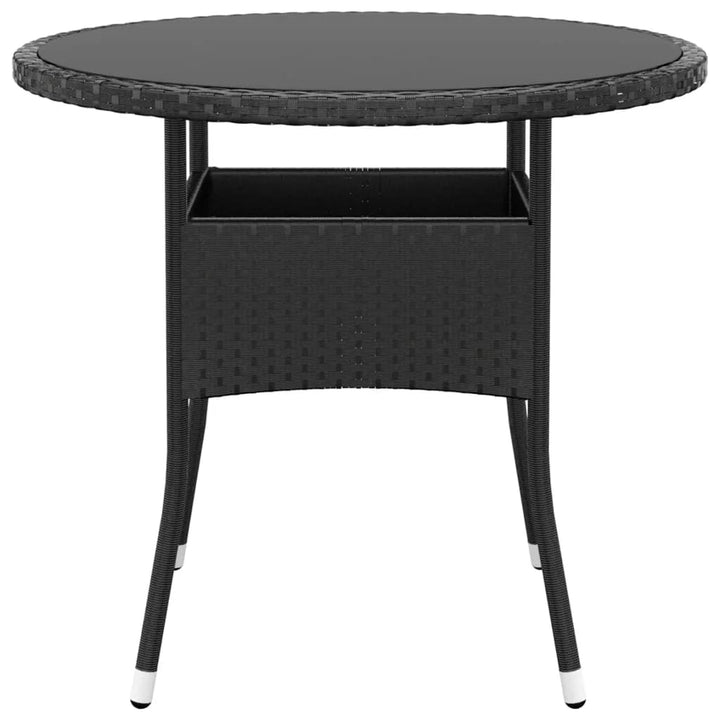 bistrosæt til haven 3 dele polyrattan og hærdet glas sort
