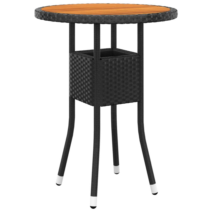 bistrosæt til haven 3 dele polyrattan og massivt træ sort