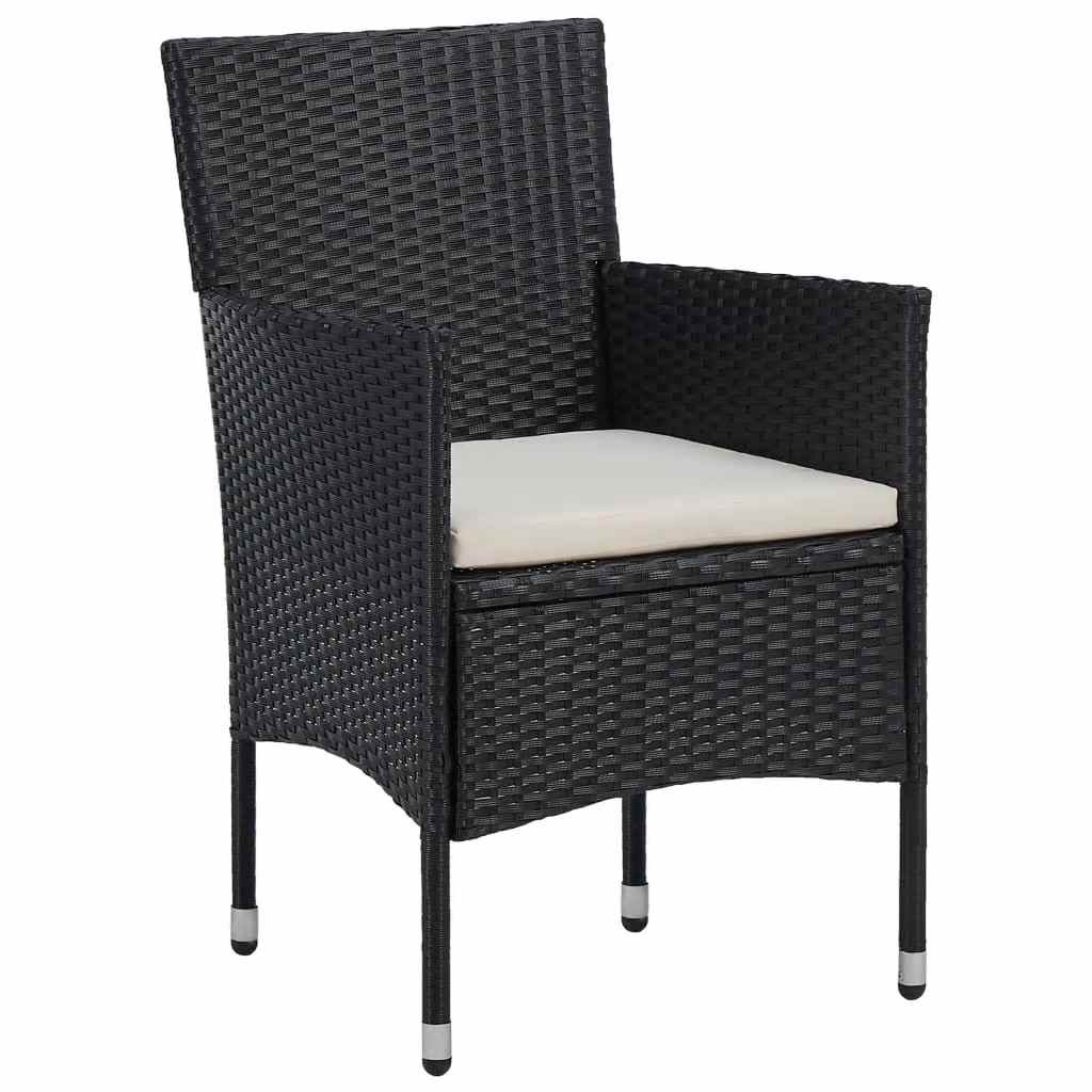 bistrosæt til haven 3 dele polyrattan og massivt træ sort