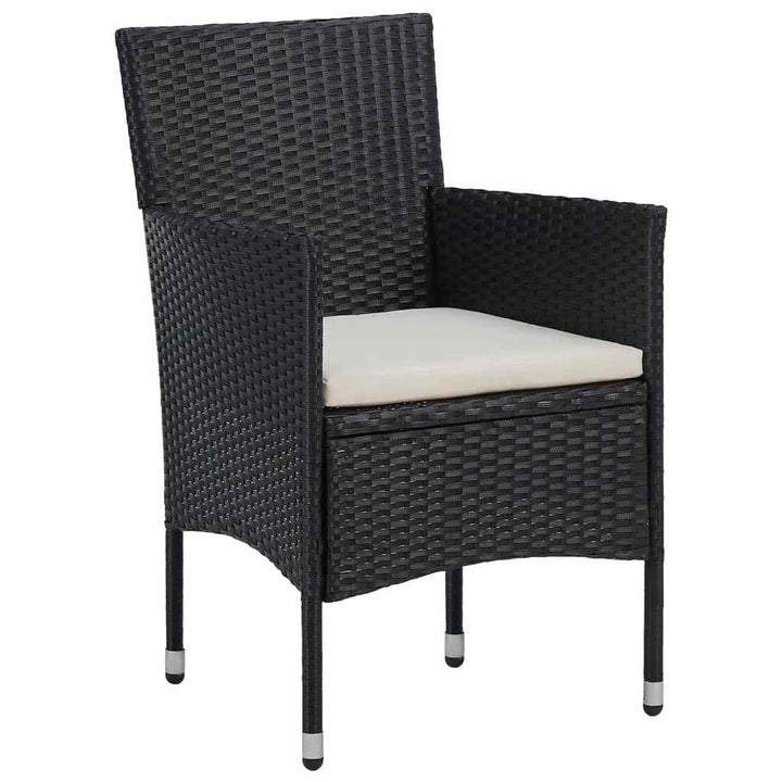 bistrosæt til haven 3 dele polyrattan og massivt træ sort