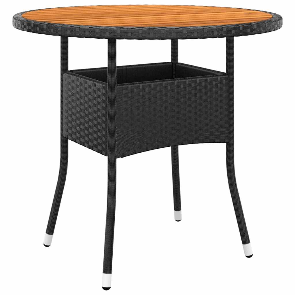 bistrosæt til haven 3 dele polyrattan og massivt træ sort