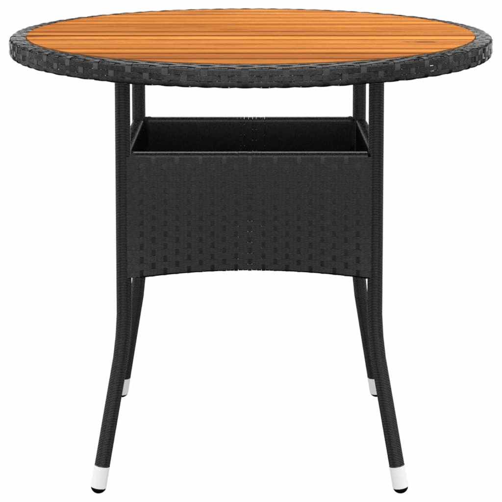 bistrosæt til haven 3 dele polyrattan og massivt træ sort