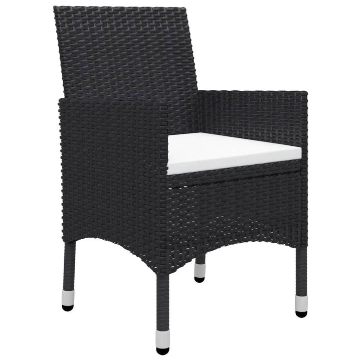 bistrosæt til haven 3 dele polyrattan og hærdet glas sort