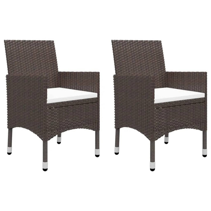 bistrosæt til haven 3 dele polyrattan og hærdet glas brun