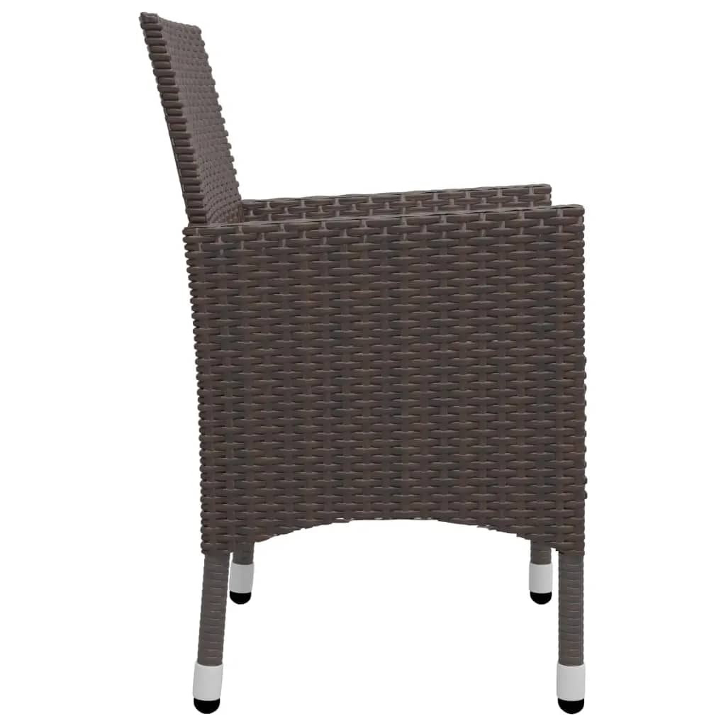 bistrosæt til haven 3 dele polyrattan og hærdet glas brun