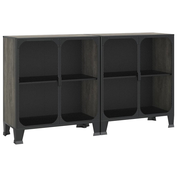 opbevaringsskabe 2 stk. 72x36x82 cm metal og MDF grå