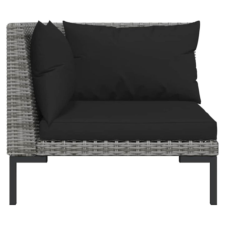 loungesæt til haven 3 dele halvrundt polyrattan mørkegrå