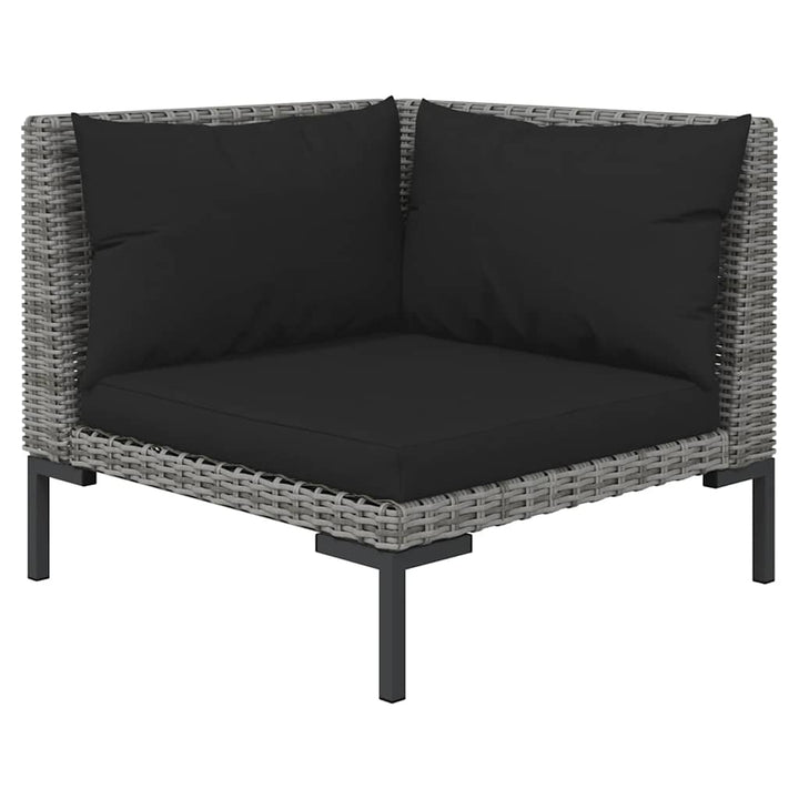 loungesæt til haven 3 dele halvrundt polyrattan mørkegrå