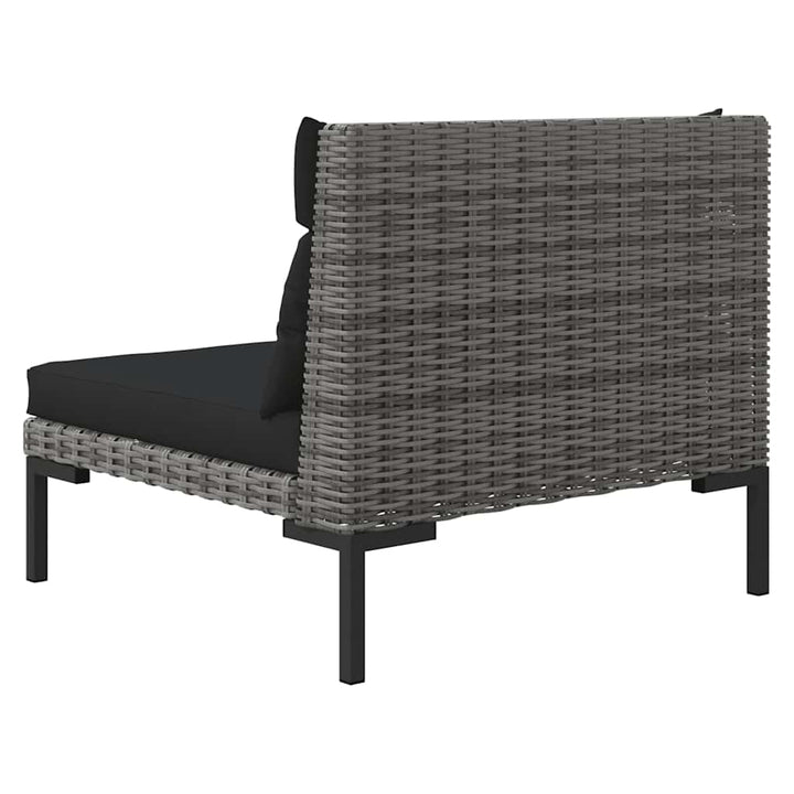 loungesæt til haven 3 dele halvrundt polyrattan mørkegrå