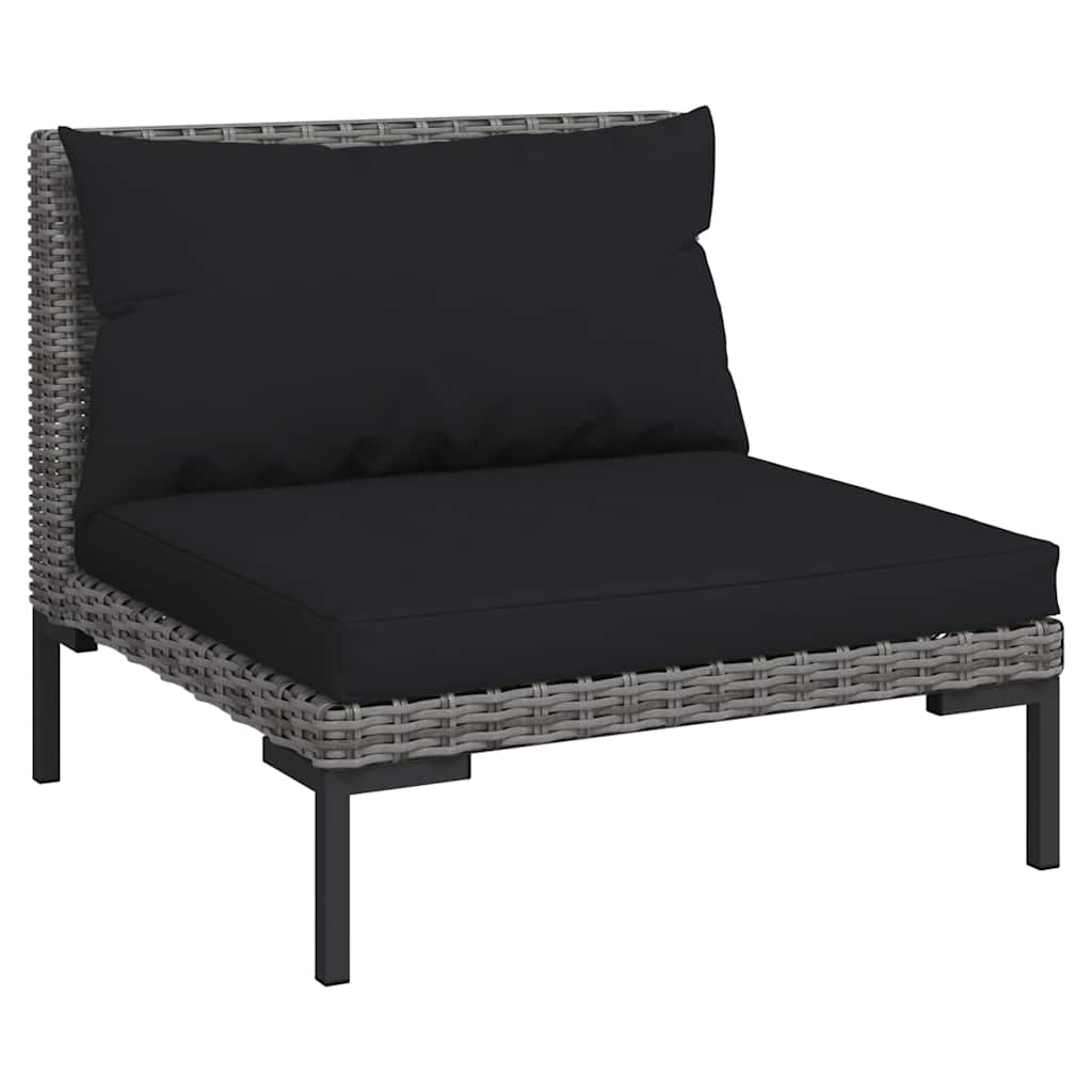 loungesæt til haven 3 dele halvrundt polyrattan mørkegrå