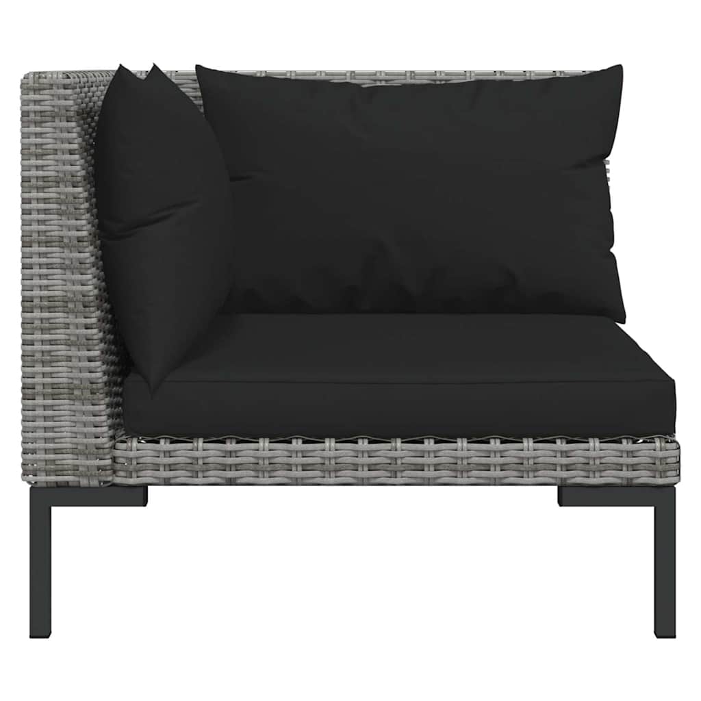 loungesæt til haven 3 dele halvrundt polyrattan mørkegrå