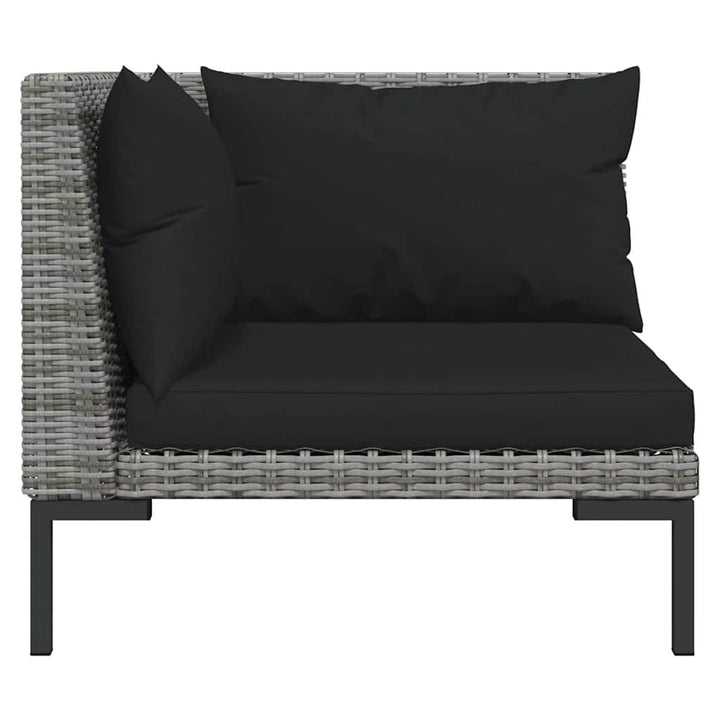 loungesæt til haven 3 dele halvrundt polyrattan mørkegrå