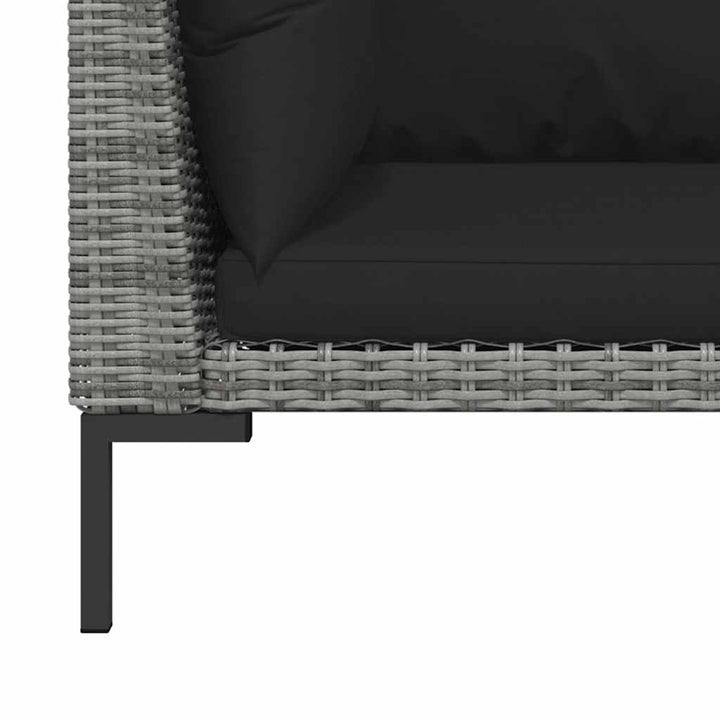 loungesæt til haven 3 dele halvrundt polyrattan mørkegrå
