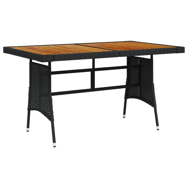 havebord 130x70x72 cm polyrattan og massivt akacietræ sort