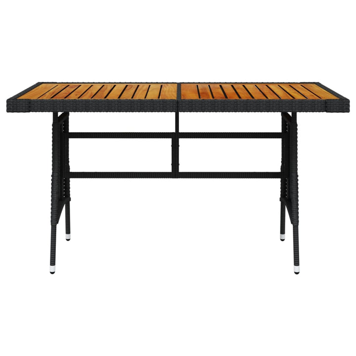 havebord 130x70x72 cm polyrattan og massivt akacietræ sort