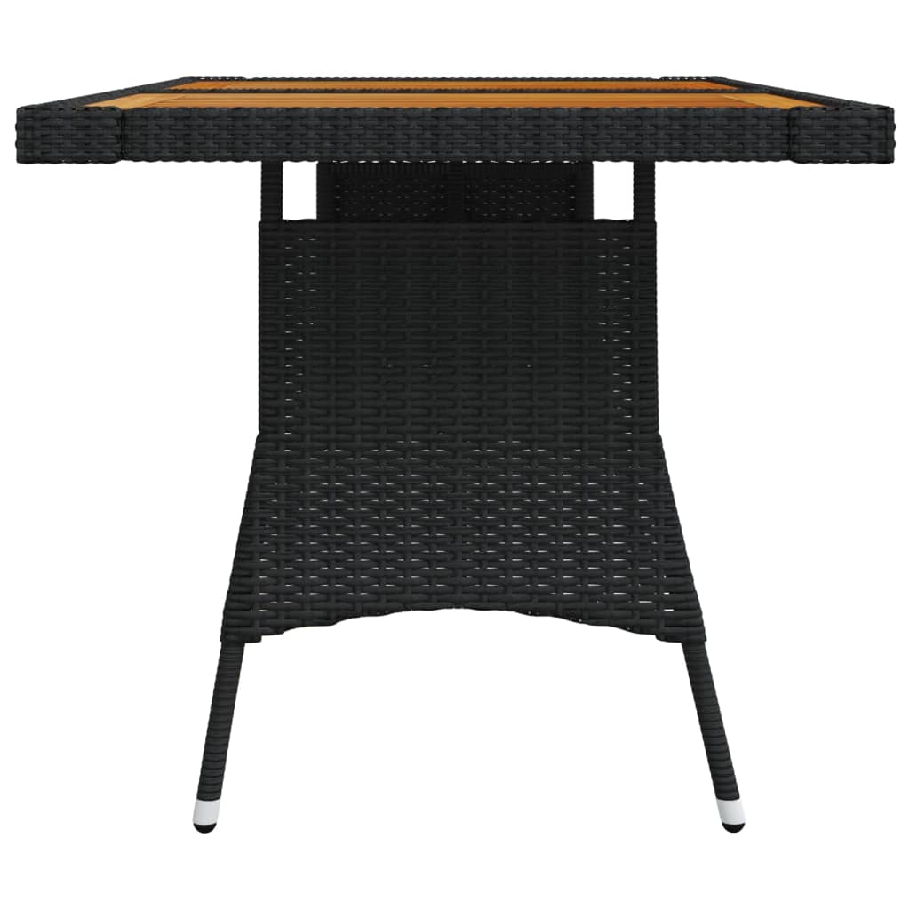 havebord 130x70x72 cm polyrattan og massivt akacietræ sort