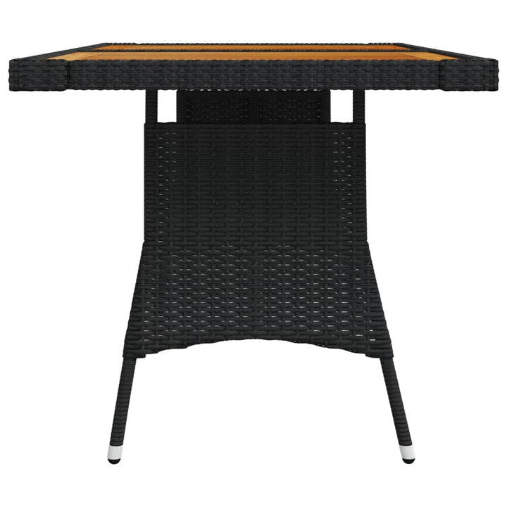 havebord 130x70x72 cm polyrattan og massivt akacietræ sort