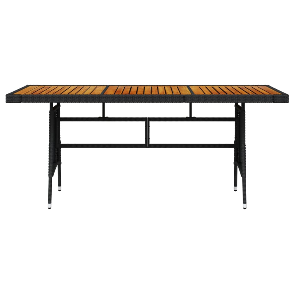 havebord 160x70x72 cm polyrattan og massivt akacietræ sort