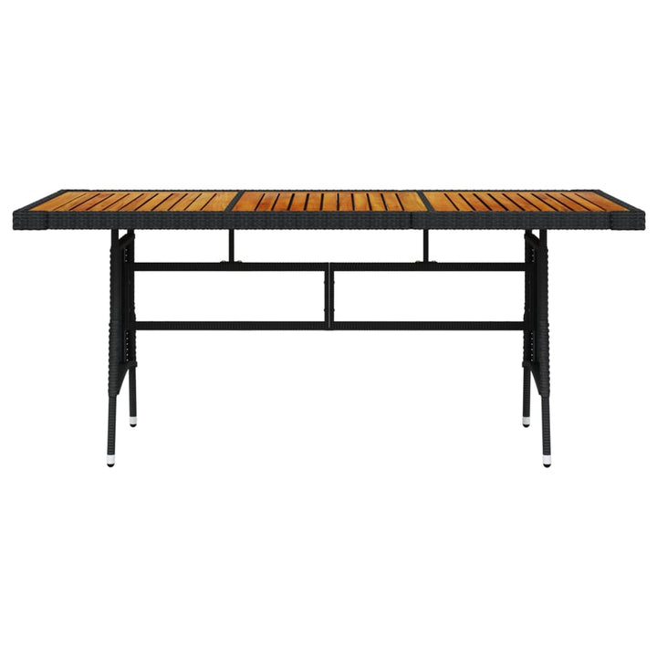 havebord 160x70x72 cm polyrattan og massivt akacietræ sort