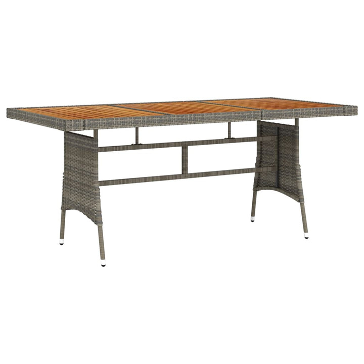 havebord 160x70x72 cm polyrattan og massivt akacietræ grå