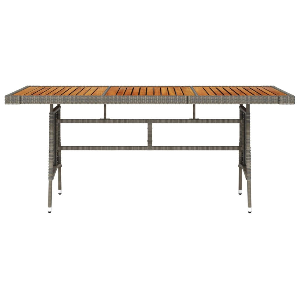 havebord 160x70x72 cm polyrattan og massivt akacietræ grå