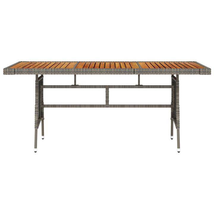 havebord 160x70x72 cm polyrattan og massivt akacietræ grå