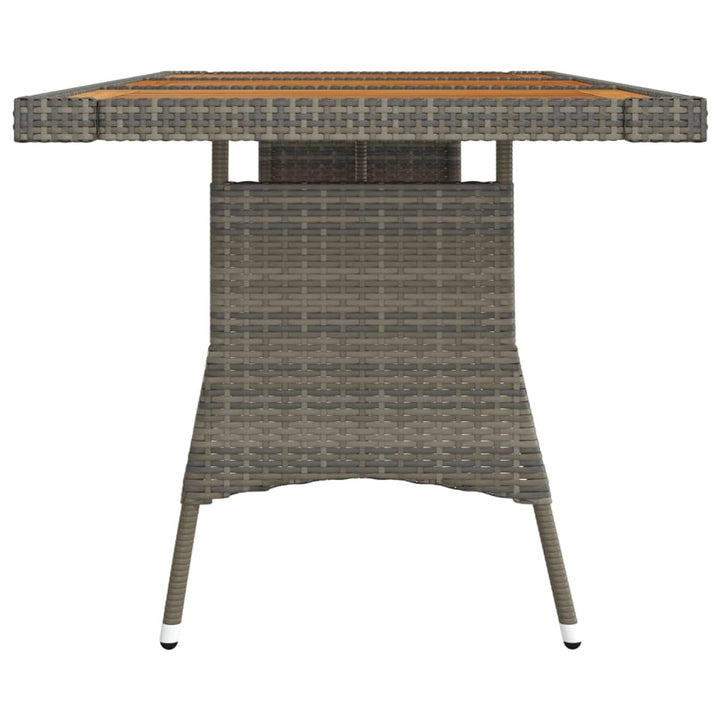 havebord 160x70x72 cm polyrattan og massivt akacietræ grå