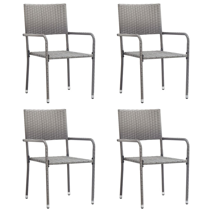 havestole 4 stk. stabelbare polyrattan grå