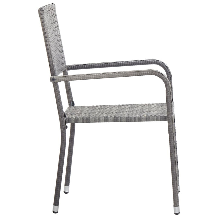 havestole 4 stk. stabelbare polyrattan grå