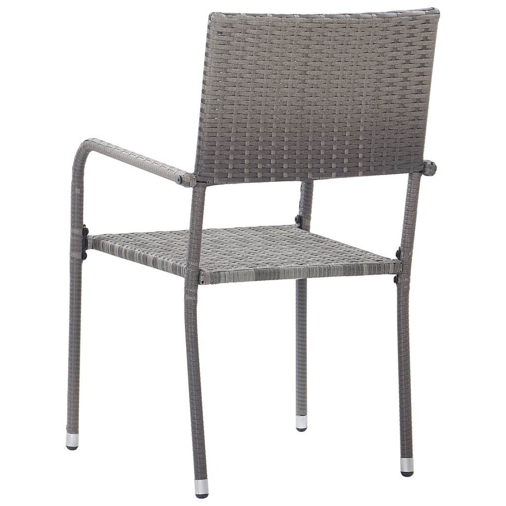 havestole 4 stk. stabelbare polyrattan grå