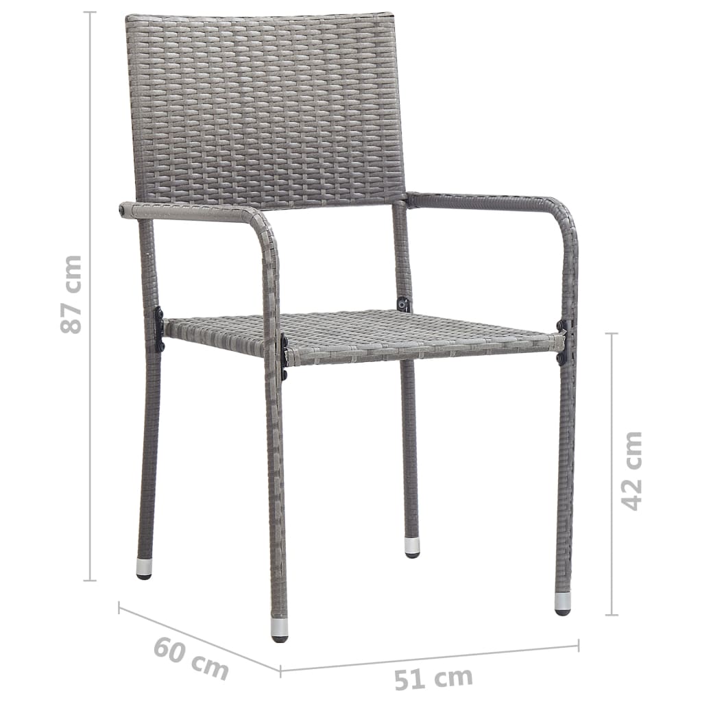 havestole 4 stk. stabelbare polyrattan grå