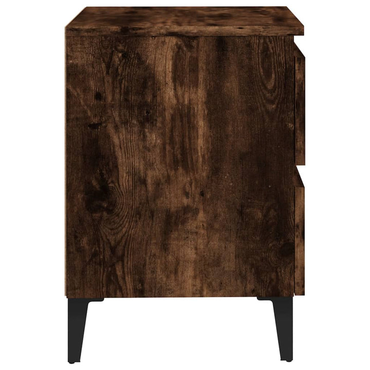 sengeborde 2 stk. med metalben 40x35x50 cm røget egetræsfarve