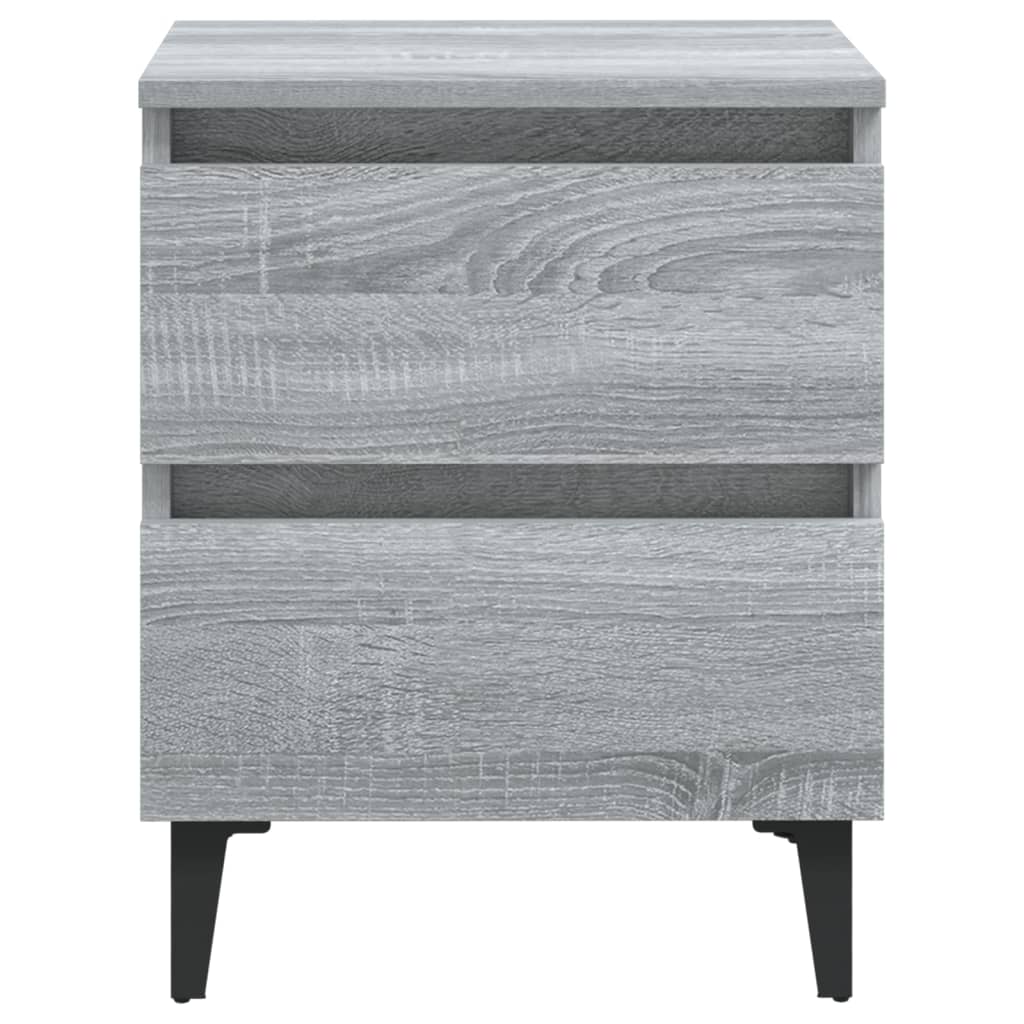 sengeborde 2 stk. med metalben 40x35x50 cm grå sonoma-eg