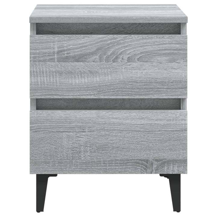 sengeborde 2 stk. med metalben 40x35x50 cm grå sonoma-eg