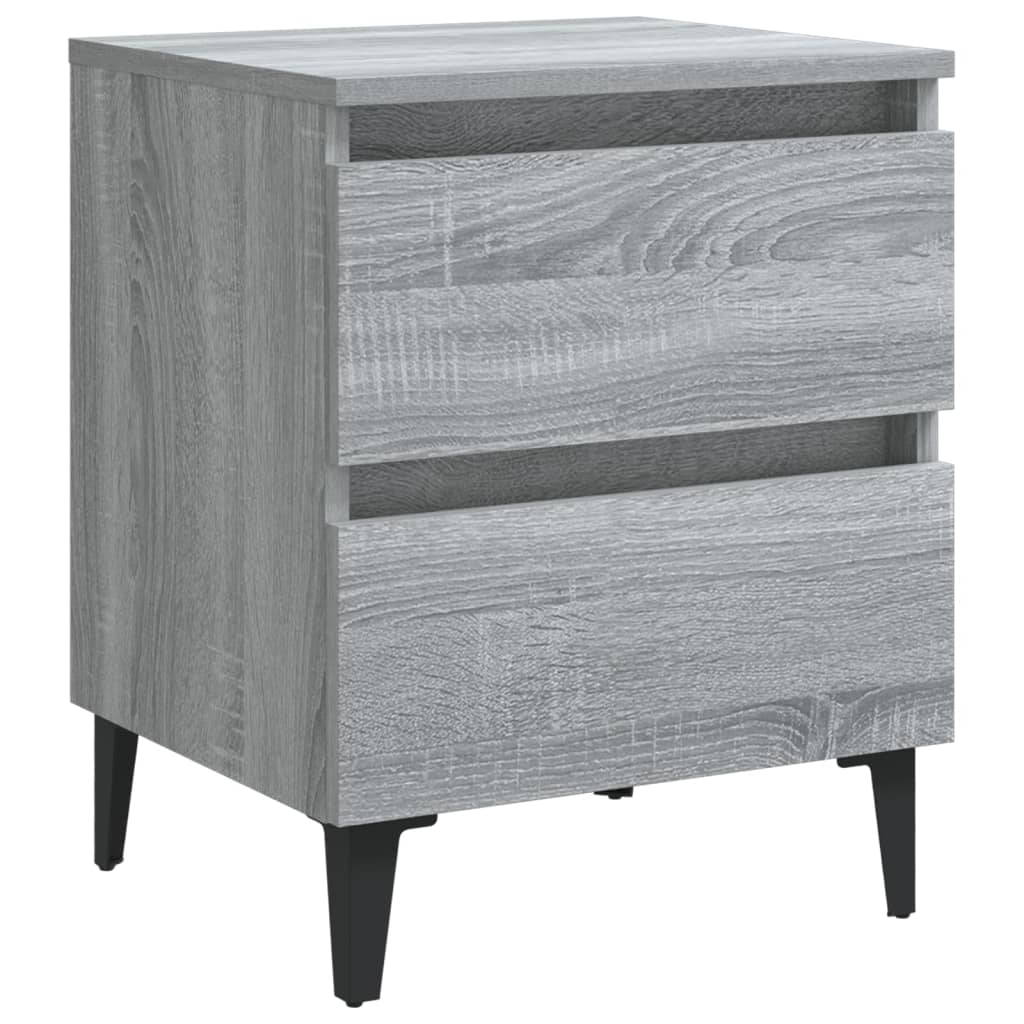 sengeborde 2 stk. med metalben 40x35x50 cm grå sonoma-eg