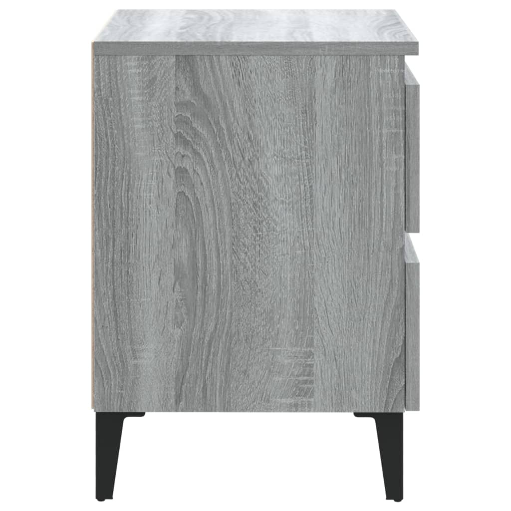 sengeborde 2 stk. med metalben 40x35x50 cm grå sonoma-eg