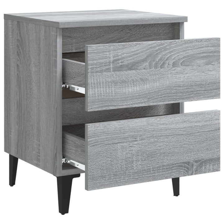 sengeborde 2 stk. med metalben 40x35x50 cm grå sonoma-eg