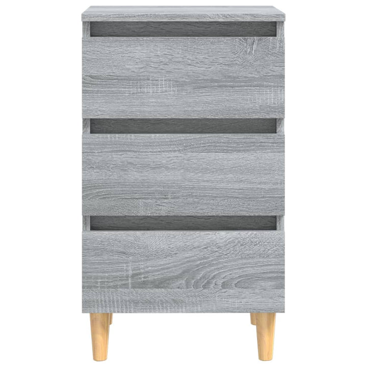 sengeborde 2 stk. med massive træben 40x35x69 cm grå sonoma-eg