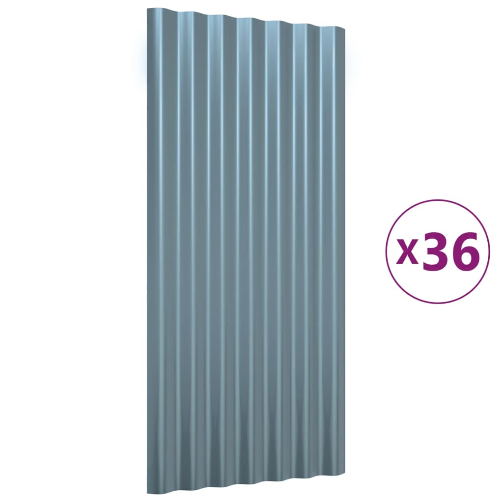 tagplader 36 stk. 80x36 cm pulverlakeret stål grå